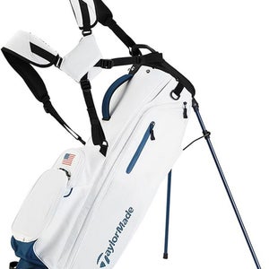 NEW 2024 TaylorMade Flextech US White/Blue 4 Way Stand/Carry Golf Bag