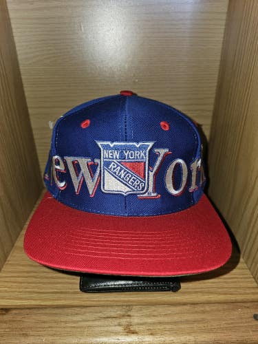 NEW Vintage New York Rangers Logo 7 Twill Wrap Around NHL Hockey Hat Snapback