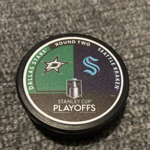 Dallas Stars vs Seattle Kraken 2023 NHL Stanley Cup Playoffs Hockey Puck