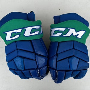 CCM HG42 Pro Stock Hockey Gloves 14" Blue BRONCOS 88672