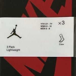 Nike Jordan Three Pack Lightweight Crew Socks Mid Calf Multiple Designs