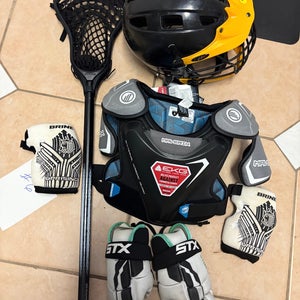 Youth small lacrosse equipment starter kit . Meets NOCSAE