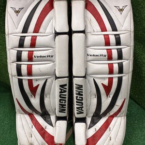 White 30" Junior Vaughn Velocity V5 Goalie Leg Pads (Used)