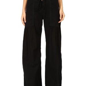 Xcvi Willow Pants Women's Medium Black Poplin Stretch Baggy Wide Leg QLW602