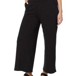 Toad&Co Chaka Pants Women's Small Black Elastic Waist Wide Leg Cropped QLW508