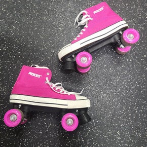 Used Roces PINK CHUCK Senior Roller Quad Skates Pink Senior 10 11849-S000028787