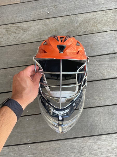 Cascade R Lacrosse Helmet - Orange Riot Helmet with Chrome Facemask (Retail: $225)