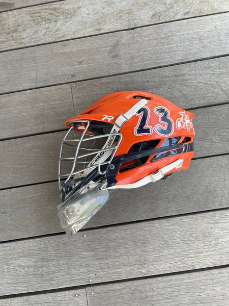 Cascade R Lacrosse Helmet - Orange Riot Helmet with Chrome Facemask (Retail: $225)