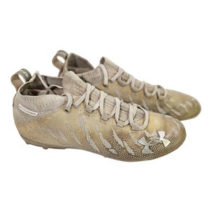 Mens 10.5 Under Armour Spotlight Lux MC White Silver Football Cleats 3022654-100