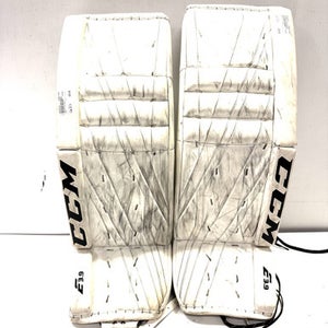 Used CCM E 3.9 33+1 Goalie Leg Pads Senior White 33" 11860-S000293109