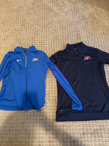 USA Hockey Blue Men's Medium Nike 1/4 Zip + Women’s Large 1/4 Zip (Used)