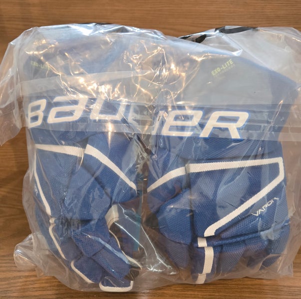 Bauer Vapor Hyperlite Gloves 13" Royal Blue and White