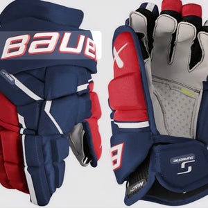 Bauer Supreme Mach Gloves 14" Navy Blue and Red
