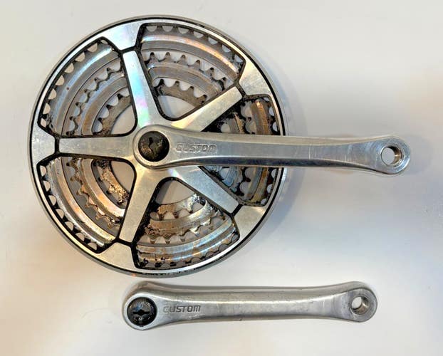 Vintage SR Sakae Custom 175mm 175mm 48/38/28 Aluminum Crankset Steel Chainrings