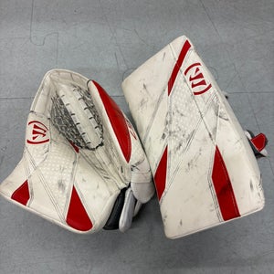 White Intermediate Warrior Rg7 pro Goalie Gloves & Blockers Regular (Used)