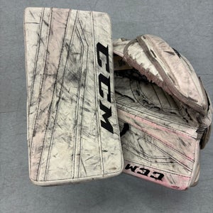White Intermediate CCM Extreme Flex II 860 Goalie Glove & Blocker Regular