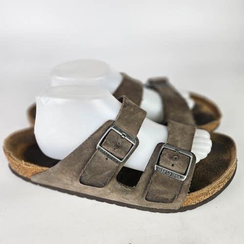 Birkenstock Arizona Mens Size 45 / 12 Gray Leather Sandals Two Strap