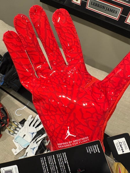 Nike Jordan Fly Lock Receiver Football Gloves, Mens XL Red New