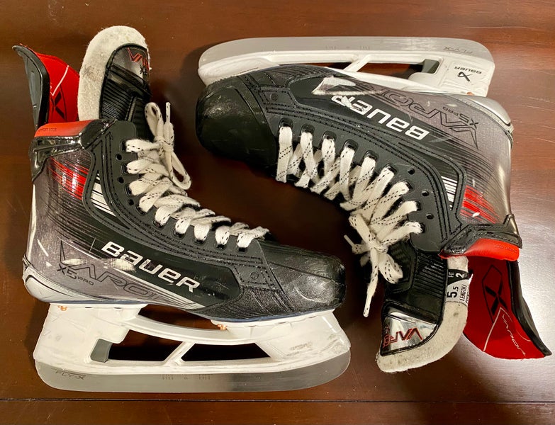 Bauer Vapor X5 Pro Intermediate Hockey Skates Size 5.5 Fit 2 with Aetrex Orthotics