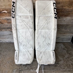 White 35" Senior CCM Eflex 6.9 Goalie Leg Pads (Used)