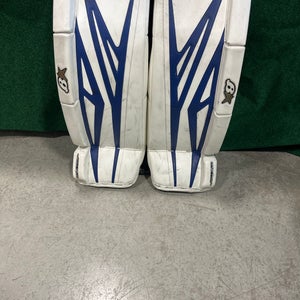 White & Blue Junior Brian's G-Netik 8.0 Goalie Leg Pads (Used) | 29” + 1”