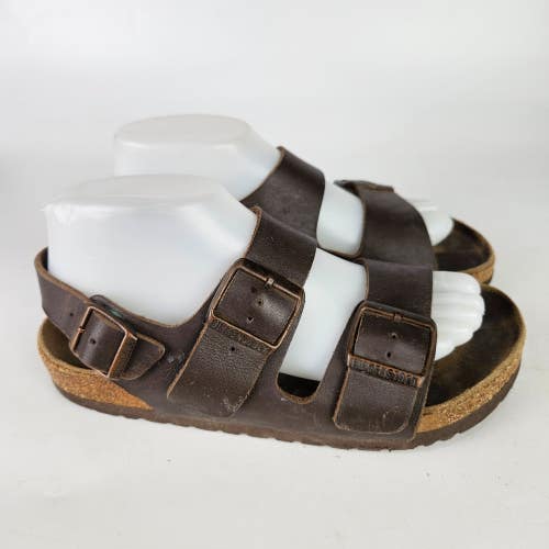 Birkenstock Milano Sandals Womens 38/7 Brown Leather Double Strap Slingback