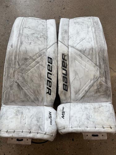 White 32" Intermediate Bauer Supreme M5 Pro Goalie Leg Pads (Used)