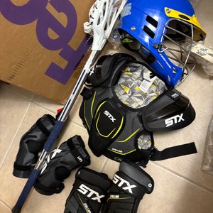 Lacrosse equipment new and used . Full set . Meets NOCSAE