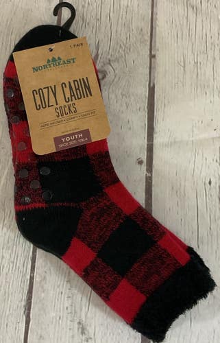 Northeast Outfitters Youth Cozy Cabin Holiday Checkered Socks Small Youth 10K-4
