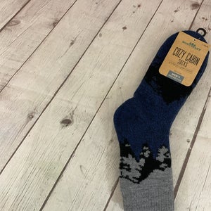 Mens Northeast Outfitters Cozy Cabin On The Range Large Socks Snug Fit Navy Blue