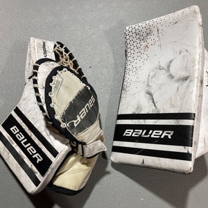 White Youth Bauer GSX Goalie Gloves & Blockers Regular (Used)