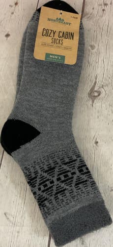 Northeast Outfitters Cozy Cabin Mens Large Snug Fit Gray Crew Socks One Pair