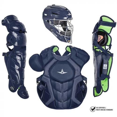 All Star System 7 Axis Adult 16+ Catchers Gear Set - Solid Navy Blue