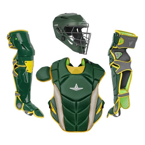 All Star MVP Pro Series Adult 16+ Baseball Catchers Gear Set - Dark Green Gold