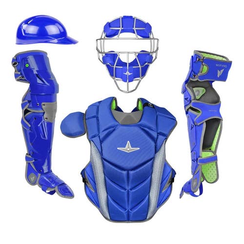 All Star MVP Pro Series Mask Adult 16+ Baseball Catchers Gear Set - Royal Blue