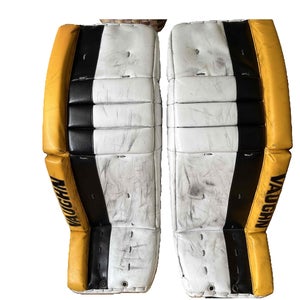 White Black Sport Gold Used Senior 34" + 2  Vaughn Velocity V7 Goalie Leg Pads