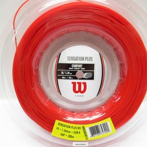 200M REEL: WILSON SENSATION PLUS 16 (1.34mm) RED MULTIFILAMENT TENNIS STRINGS