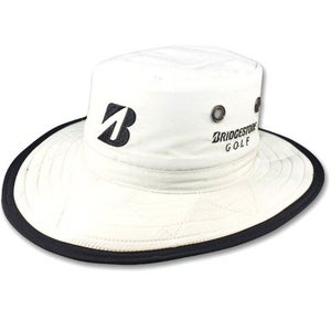 NEW Bridgestone Wide Brim Safari Boonie WHITE Fitted S/M Hat/Cap
