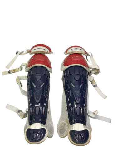 Used Rawlings LEG GUARDS Catchers Leg Guards White/Red/Navy Intermed 11347-S000250363