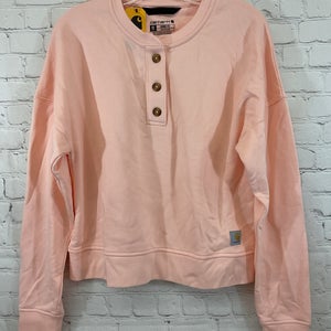 Carhartt TS6182-W Women's Loose Fit Henley Sweatshirt Coral Peach XS