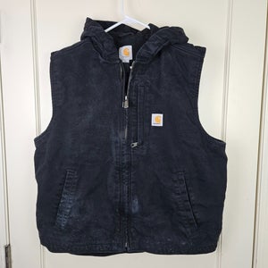 Carhartt Men's Washed Duck Fleece Lined Hooded Vest Size: L  103837 BLK