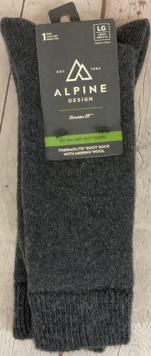 Alpine Design Mens Large Thermolite Boot Sock With Merino Wool Calf Cut Socks