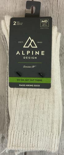 Alpine Design Two Pair Medium Lightweight Mens Ragg Hiking Sock Moisture Wicking