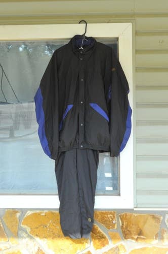 FootJoy DryJoys Golf XL Rain Wind Jacket and Pants 2pc Set Black Blue  #197363