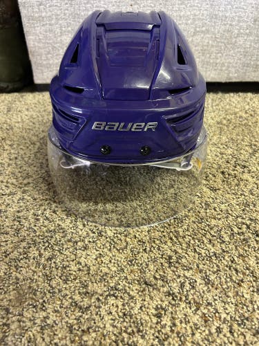 Used Large Bauer Re-Akt 150 Purple Helmet With Pro Clip Visor