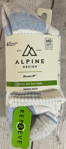 Alpine Design Four Pairs Quarter Crew Medium Weight Medium Womens Hiking Socks