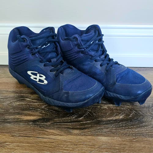 Navy Blue Men's Size M 7.0 (W 8.0) Adult Boombah High Top Molded Cleats (Used)