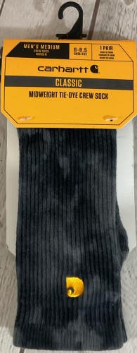 Mens Classic Medium Carhartt Ribbed Crew Socks One Pair Mid Weight TieDyed Gray