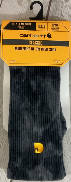 Mens Classic Medium Carhartt Ribbed Crew Socks One Pair Mid Weight TieDyed Gray