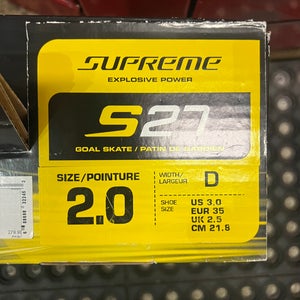 Bauer Supreme S27 Hockey Skates Regular Width  Size 2 (New)